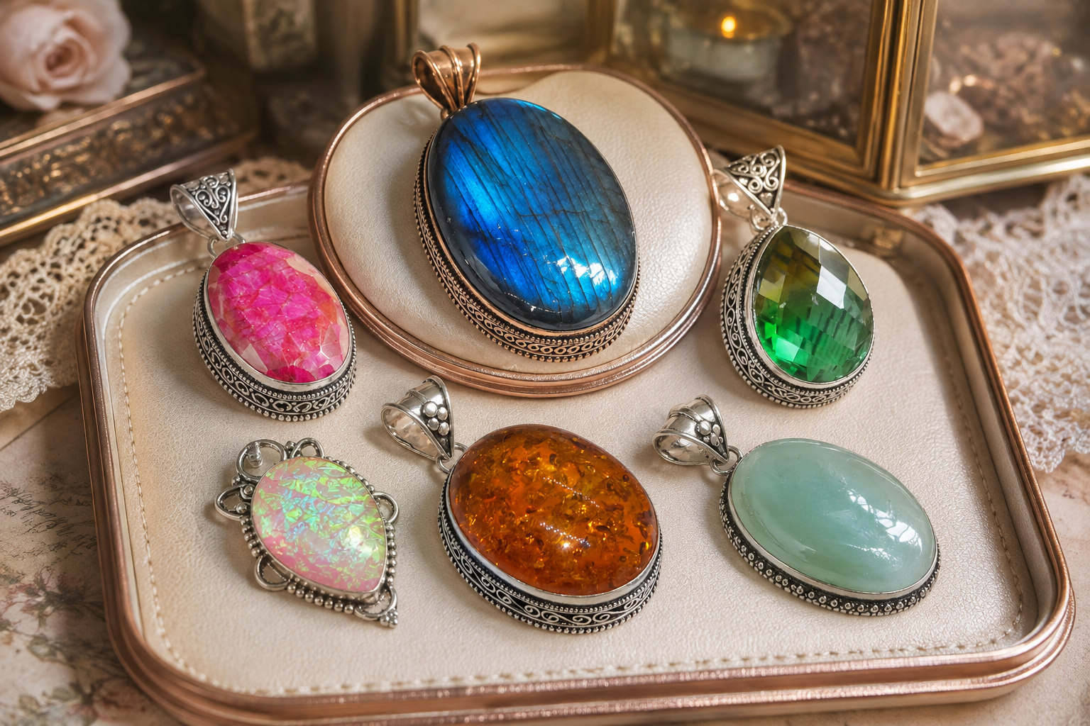 Old World Gemstone Pendants Selection
