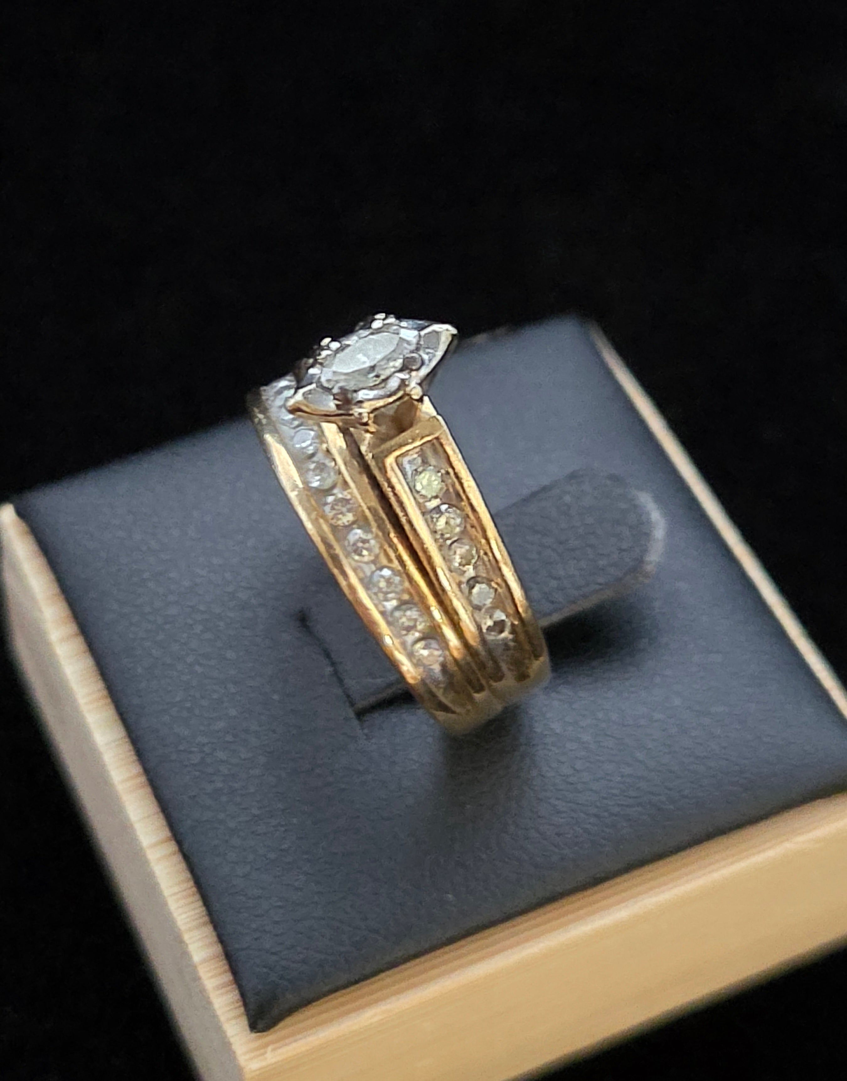 10k Yellow Gold Engagement Wedding Ring Band Set