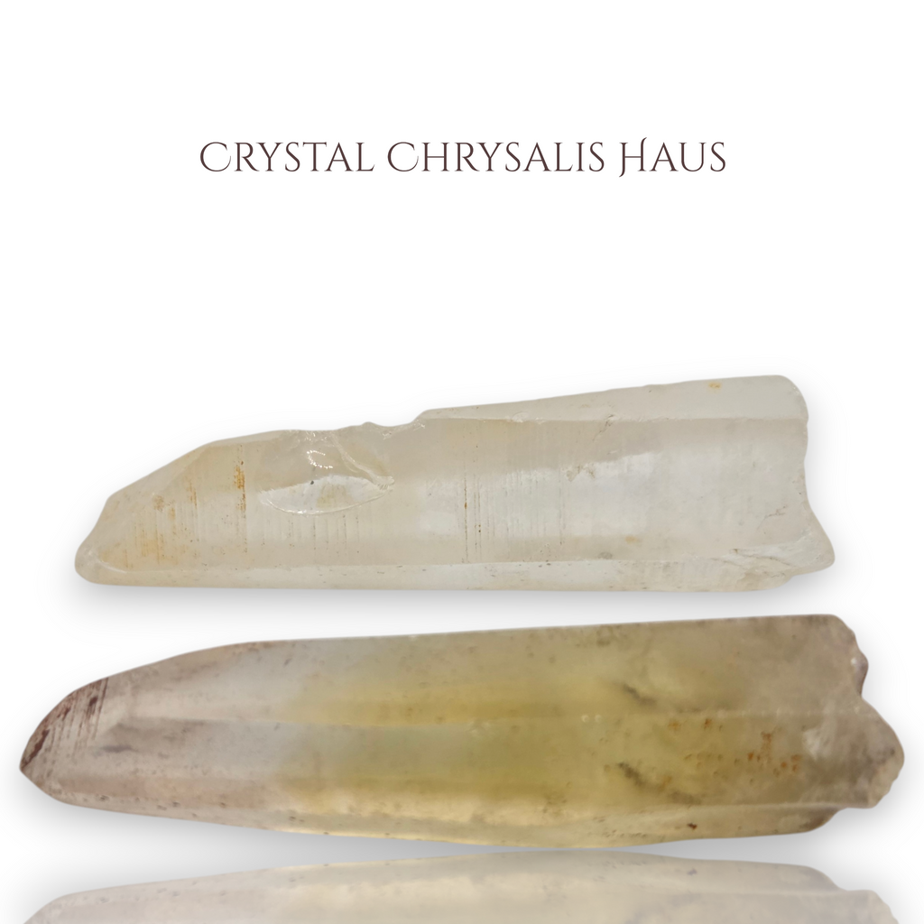 Set of Natural Lemurian Clear and Smoky Pyramid Crystal Points - 21.3 Grams