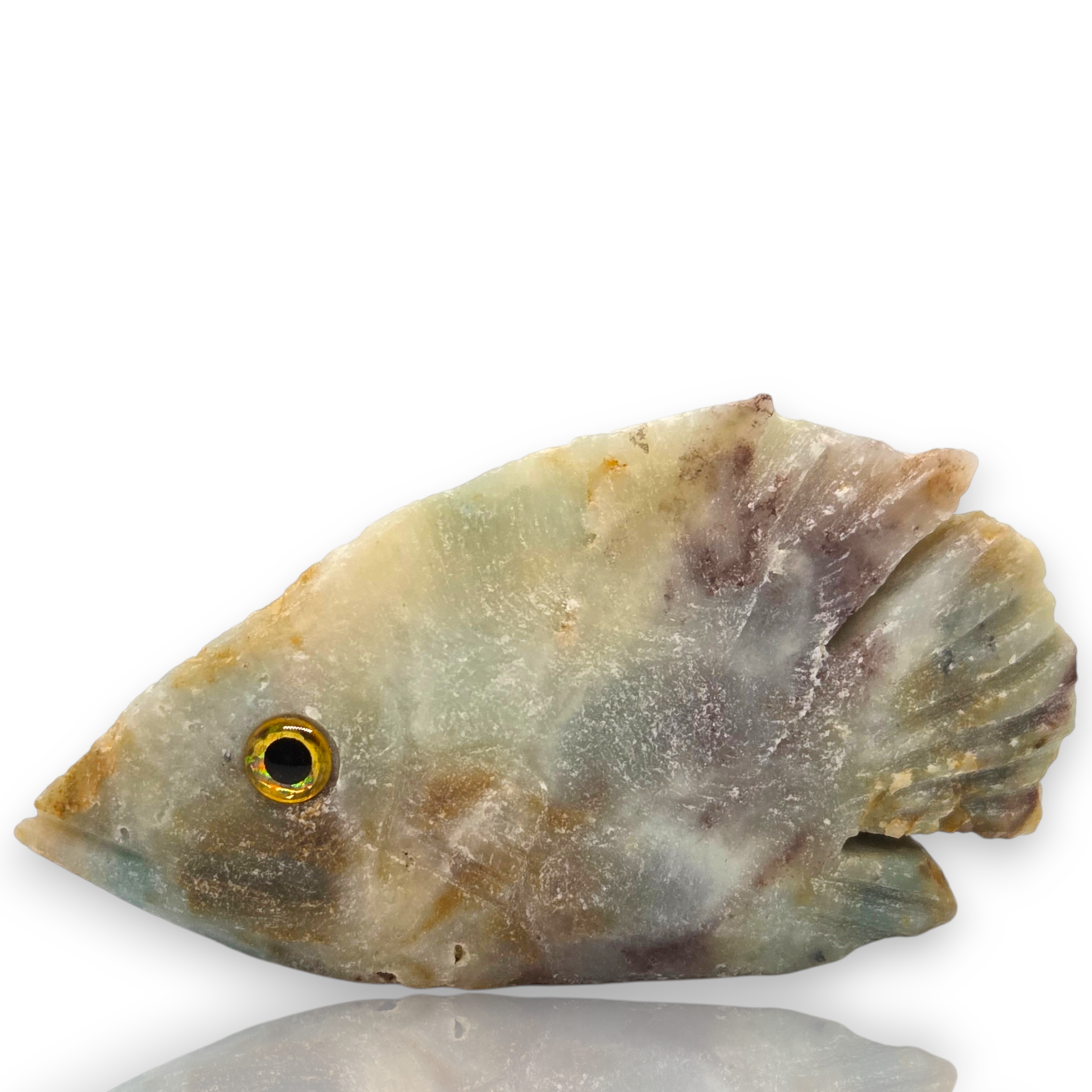 Natural Hand Carved Life Like Amazonite Gemstone Fish Collectible
