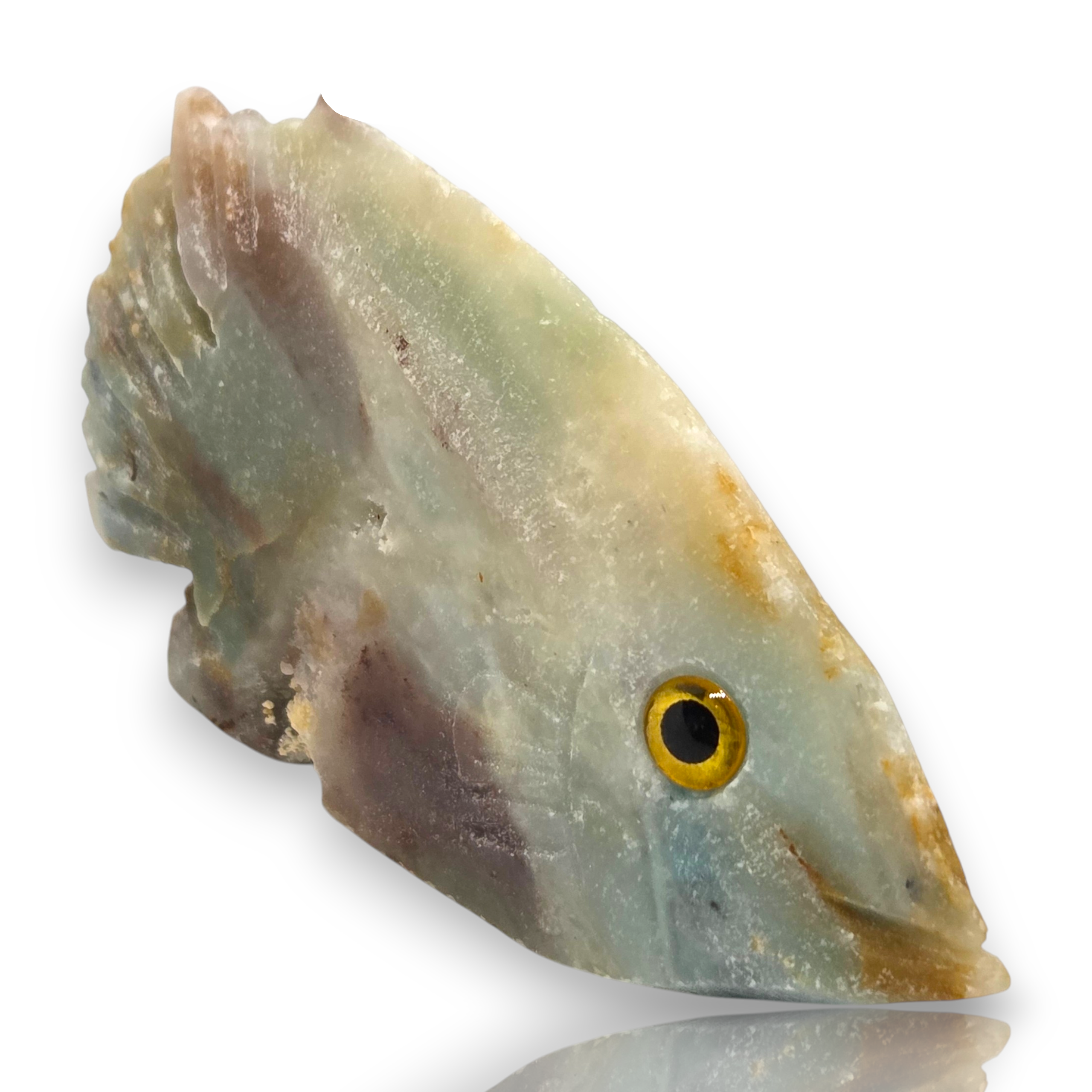 Natural Hand Carved Life Like Amazonite Gemstone Fish Collectible