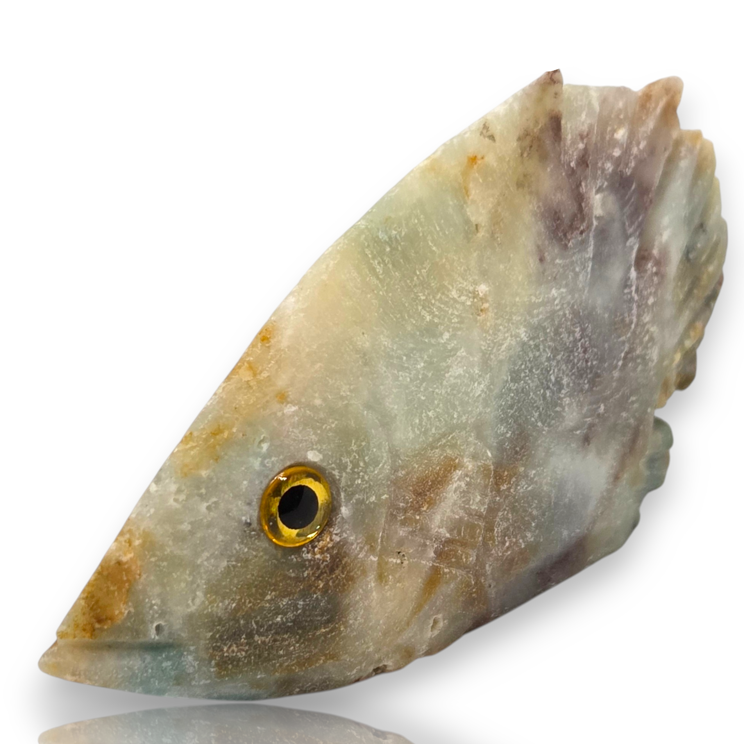 Natural Hand Carved Life Like Amazonite Gemstone Fish Collectible