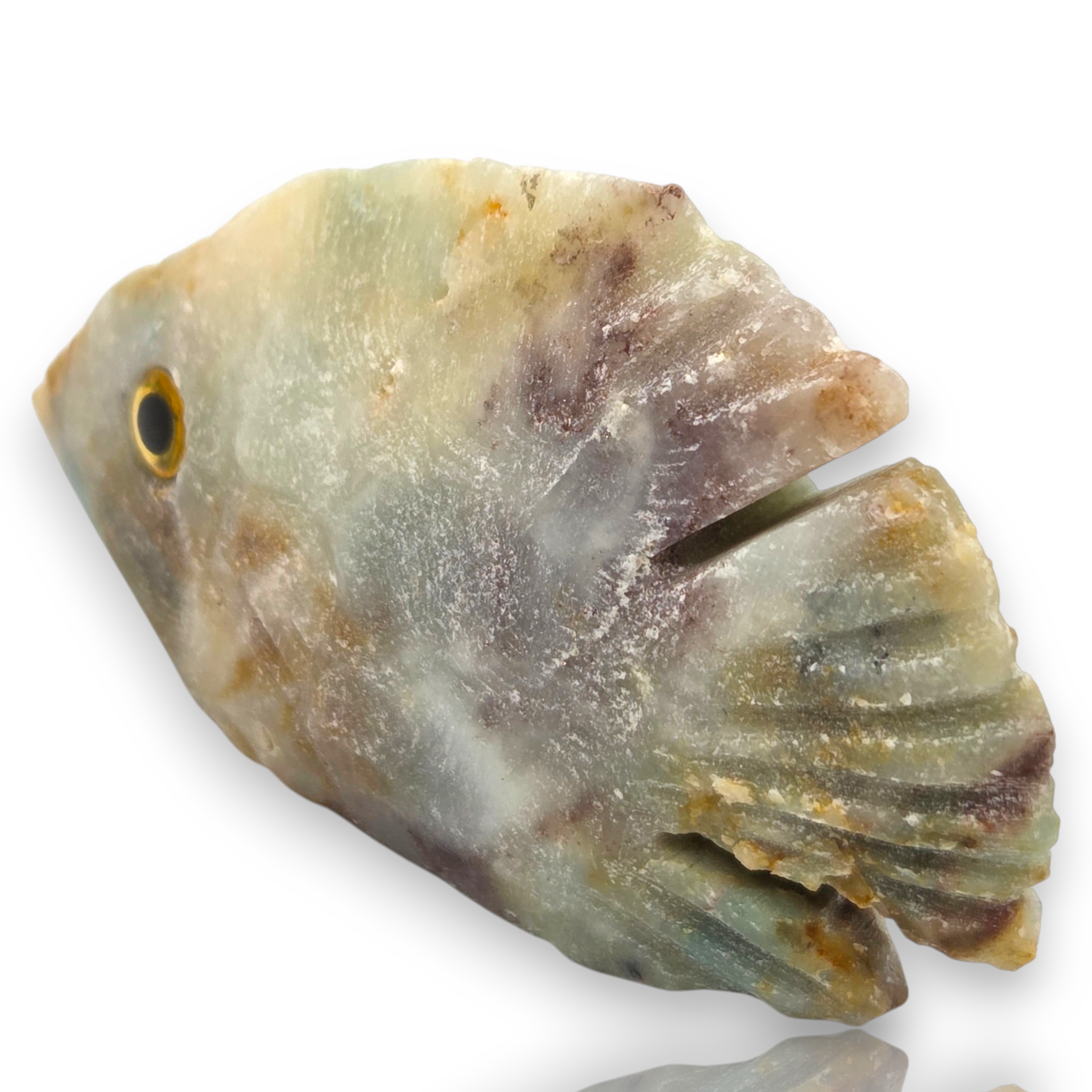 Natural Hand Carved Life Like Amazonite Gemstone Fish Collectible