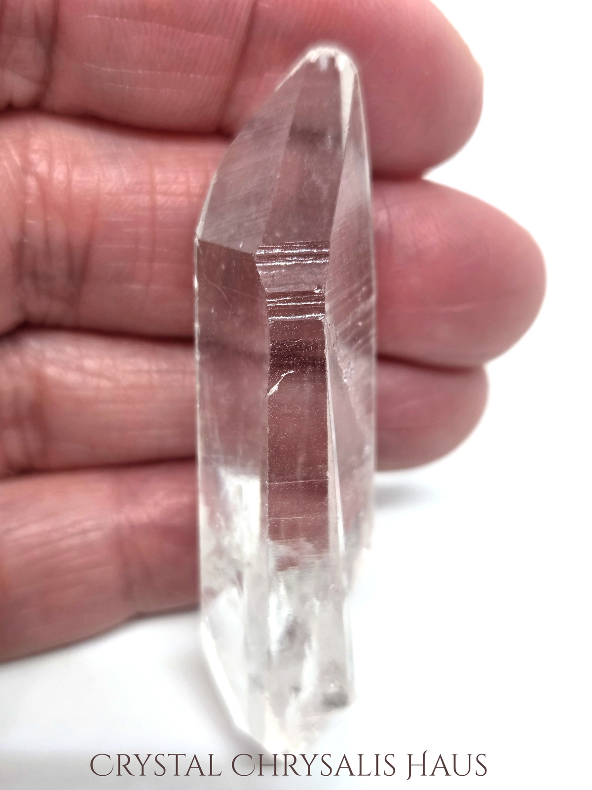 A+ Natural Water Clear Striated Lemurian Crystal Point - 14.7 Grams