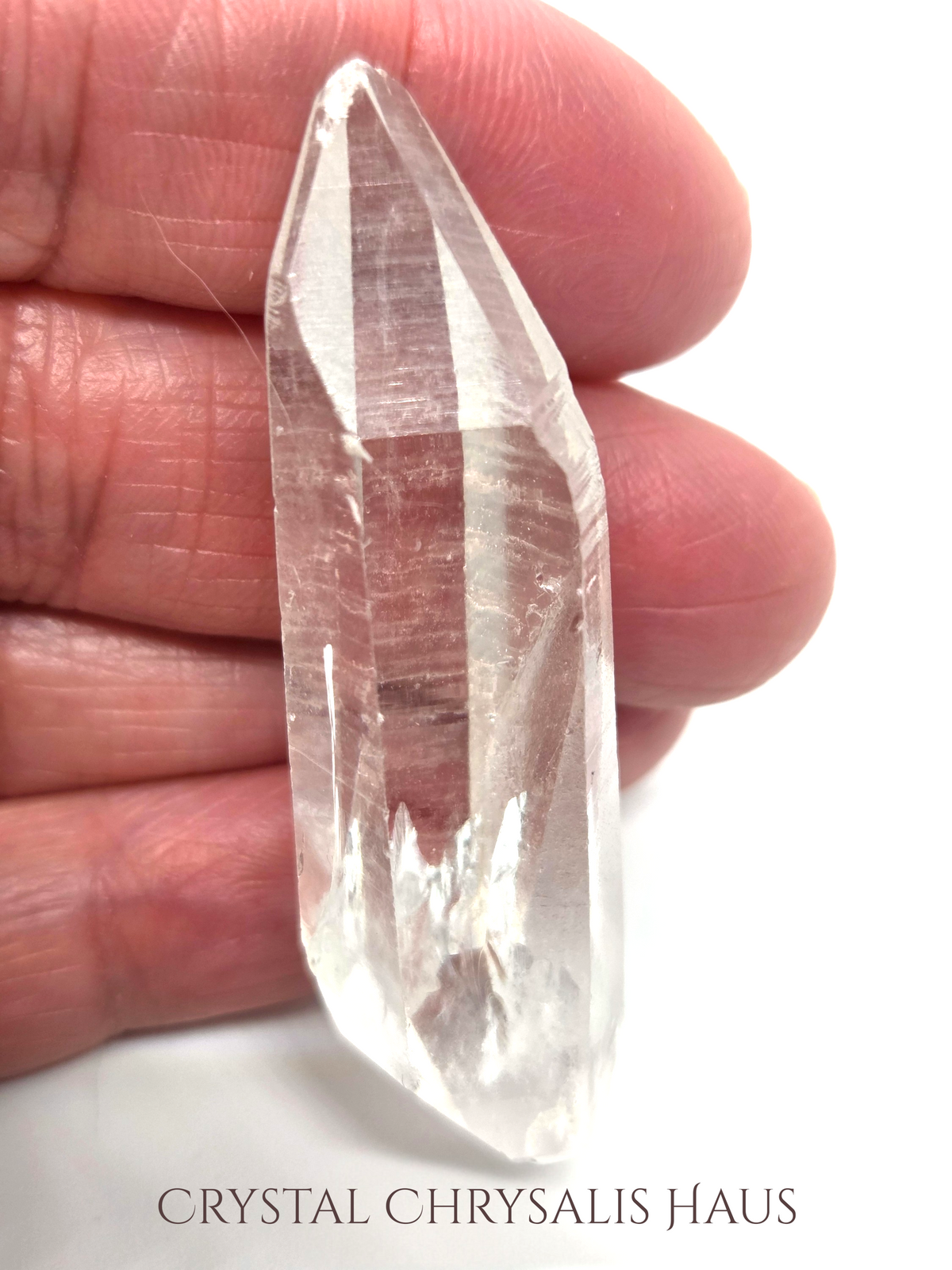 A+ Natural Water Clear Striated Lemurian Crystal Point - 14.7 Grams
