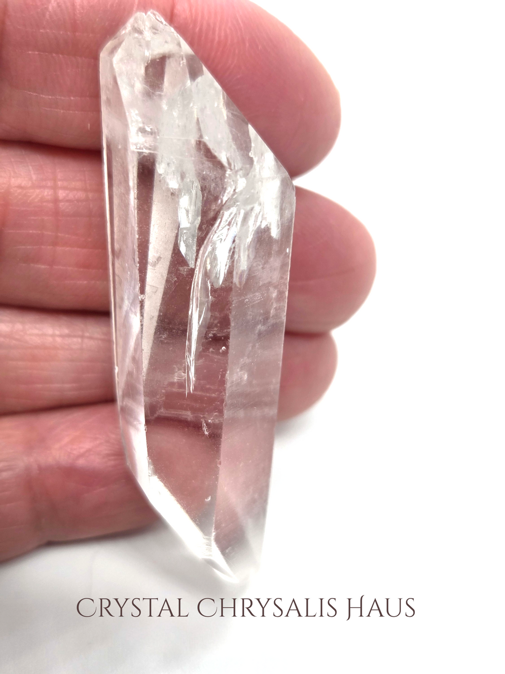 A+ Natural Water Clear Striated Lemurian Crystal Point - 14.7 Grams