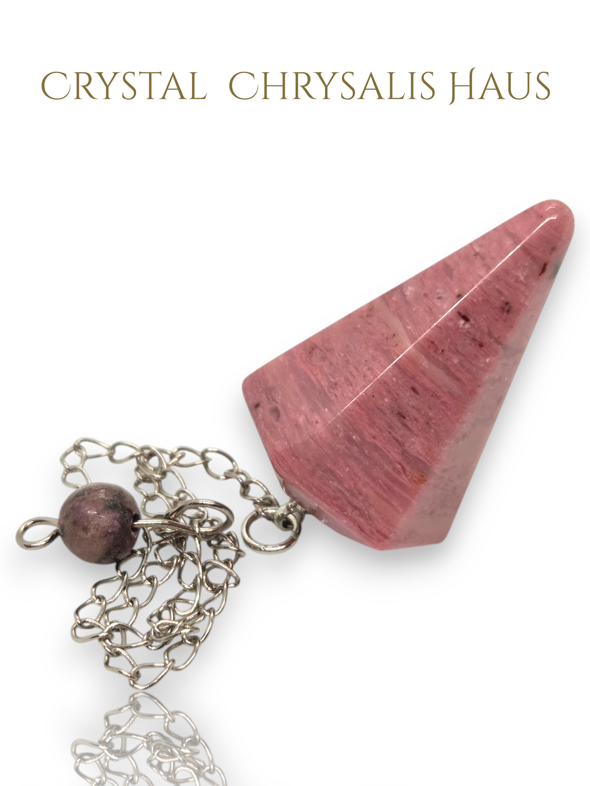 Silver Natural Rhodochrosite Gemstone Dowsing Divination Pendulum