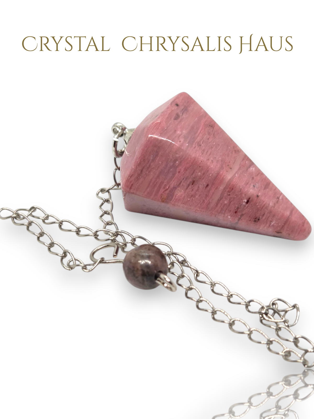 Silver Natural Rhodochrosite Gemstone Dowsing Divination Pendulum