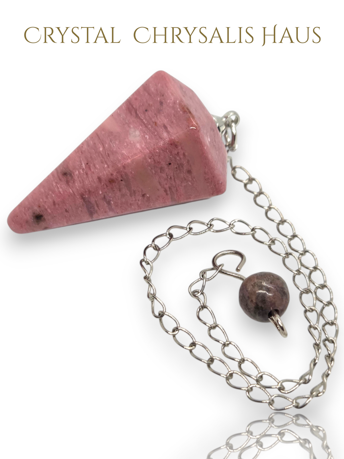 Silver Natural Rhodochrosite Gemstone Dowsing Divination Pendulum