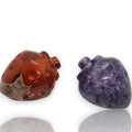 2 - Natural Red Jasper and Lepidolite Strawberry Drilled Pendant Charm Stones