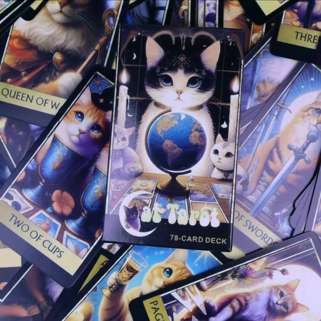 New CAT TAROT 78 Cards Feline Familiar Divination Cartomancy Deck