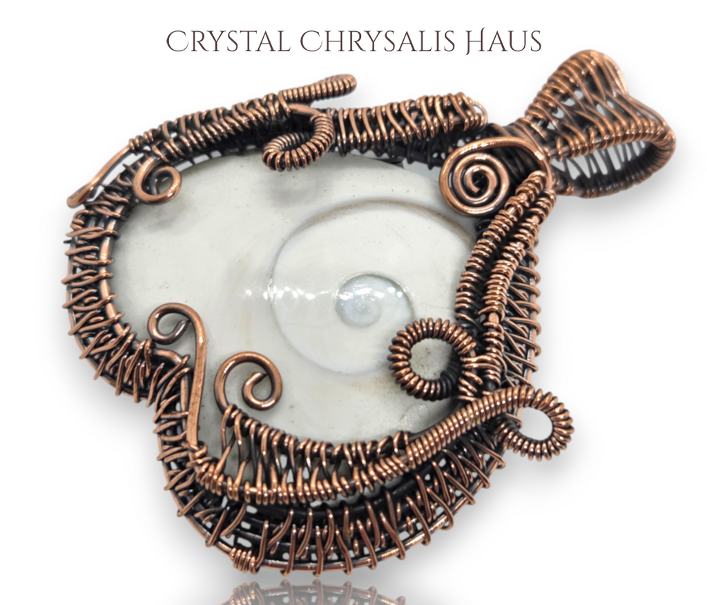 Copper Handmade Natural Shiva Eye Heart Wire Wrap Gemstone