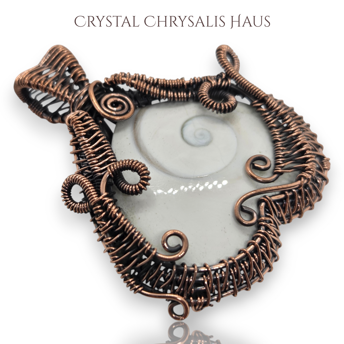 Copper Handmade Natural Shiva Eye Heart Wire Wrap Gemstone