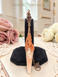 Antique Copper Natural Red Phantom Amphibole Crystal Laser Point Pendulum