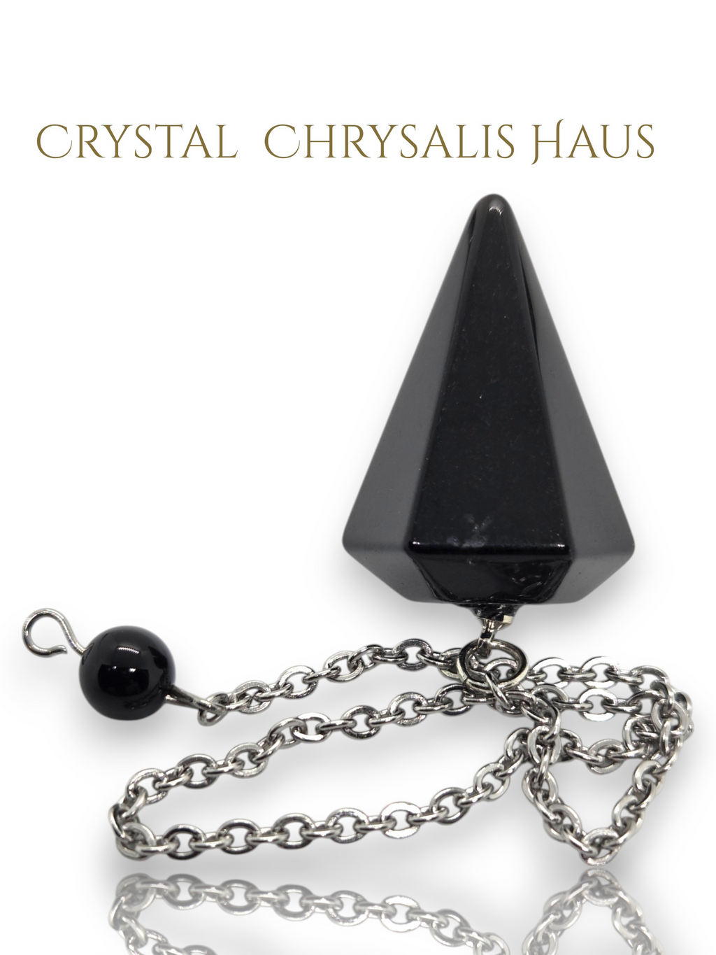 Silver Natural Black Hematite Gemstone Point Divination Pendulum