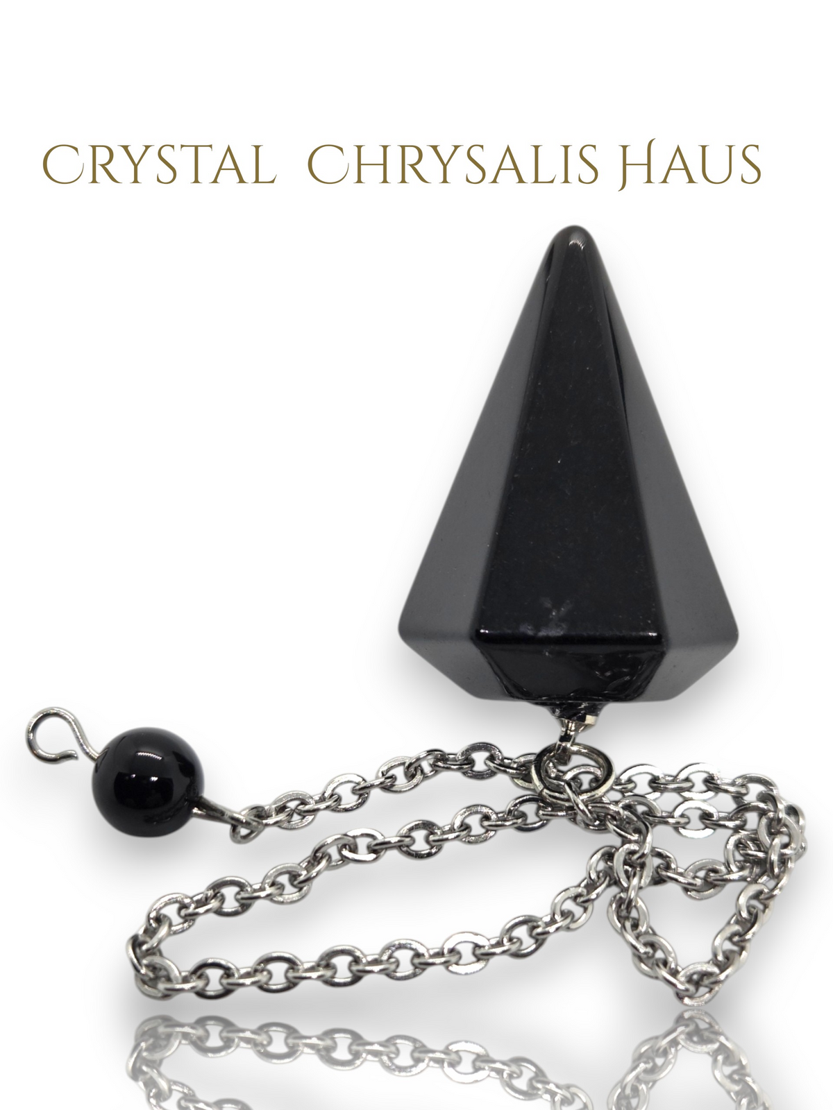 Silver Natural Black Hematite Gemstone Point Divination Pendulum