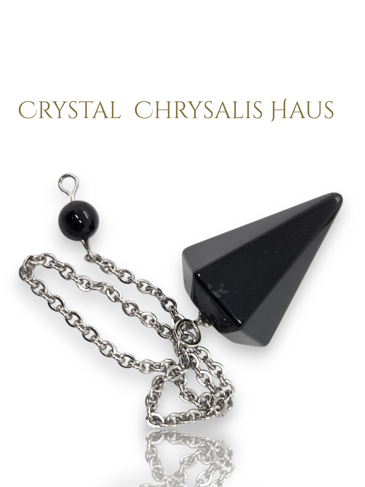 Silver Natural Black Hematite Gemstone Point Divination Pendulum