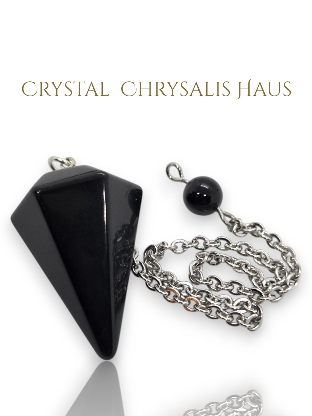 Silver Natural Black Hematite Gemstone Point Divination Pendulum
