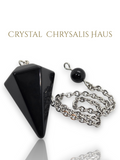 Silver Natural Black Hematite Gemstone Point Divination Pendulum