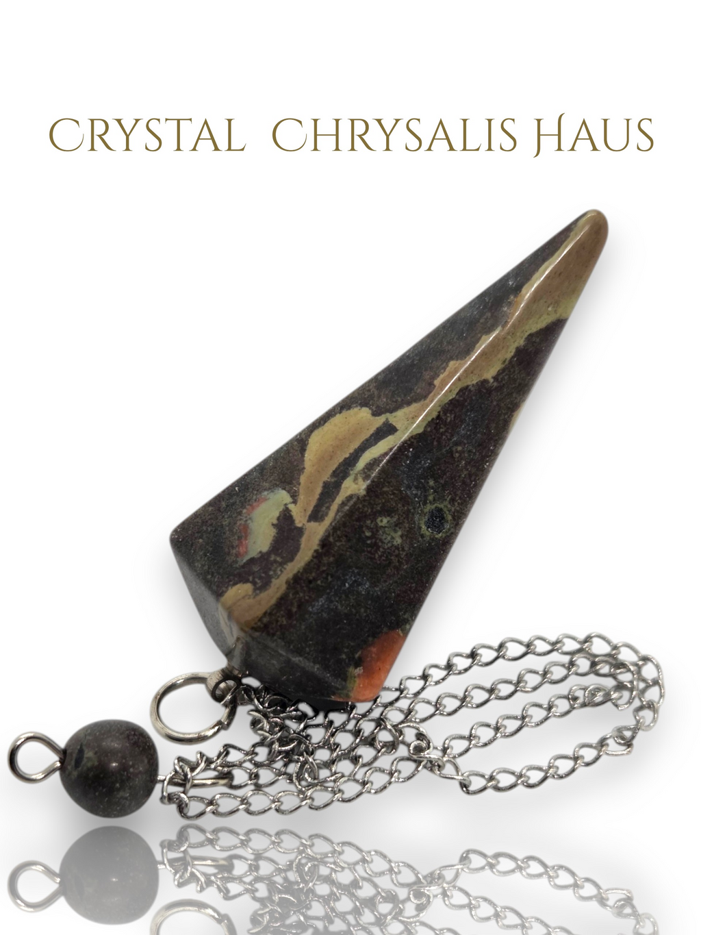 Silver Natural Blossom Jasper Gemstone Point Divination Pendulum
