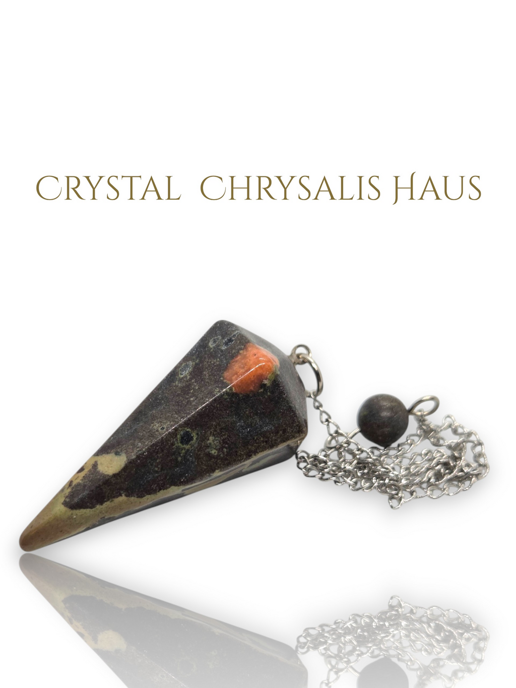 Silver Natural Blossom Jasper Gemstone Point Divination Pendulum
