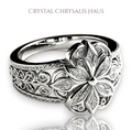 Sterling Silver Wide Floral Detailed Filigree Design Band  Ring