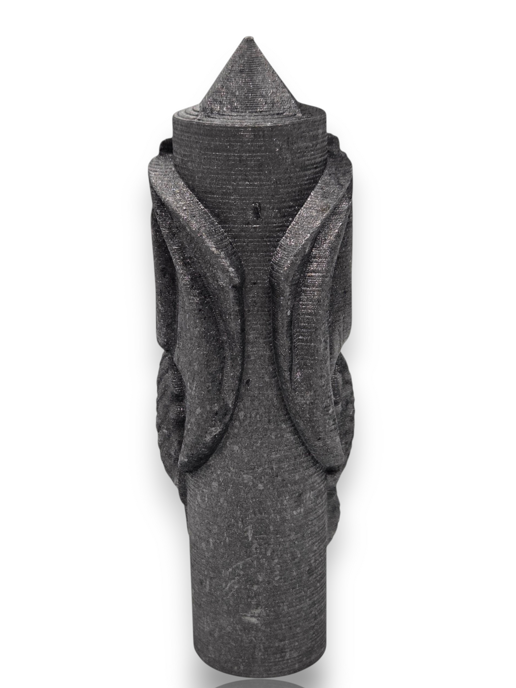 Crystal Chrysalis Haus A dark gray textured novelty item with a pointed top and sculpted side details, shown on a plain white background 