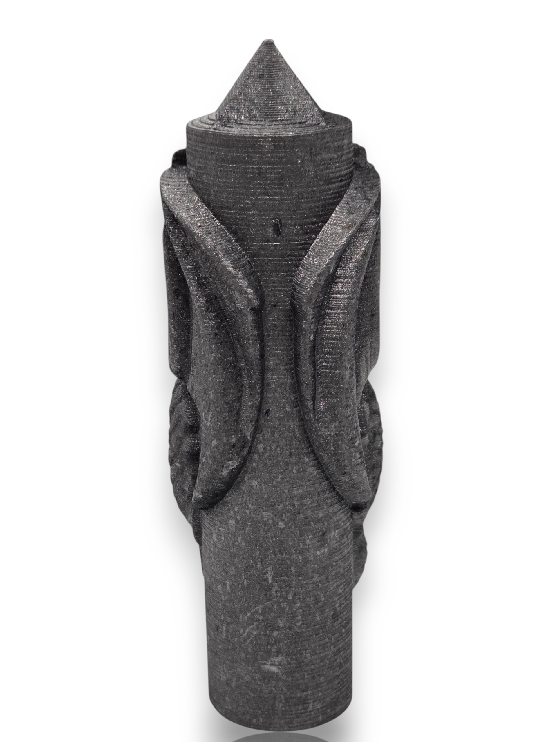 Crystal Chrysalis Haus A dark gray textured novelty item with a pointed top and sculpted side details, shown on a plain white background 