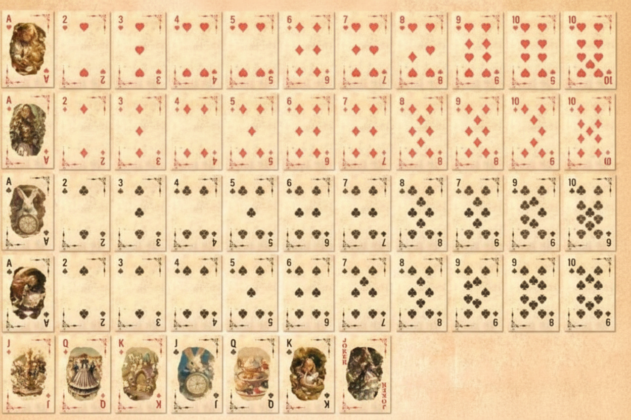 Alice In Wonderland Vintage Cartomancy Divination Playing Cards