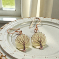Solid Copper Wire Wrapped Tree of Life Lace Calcite Hook Earrings