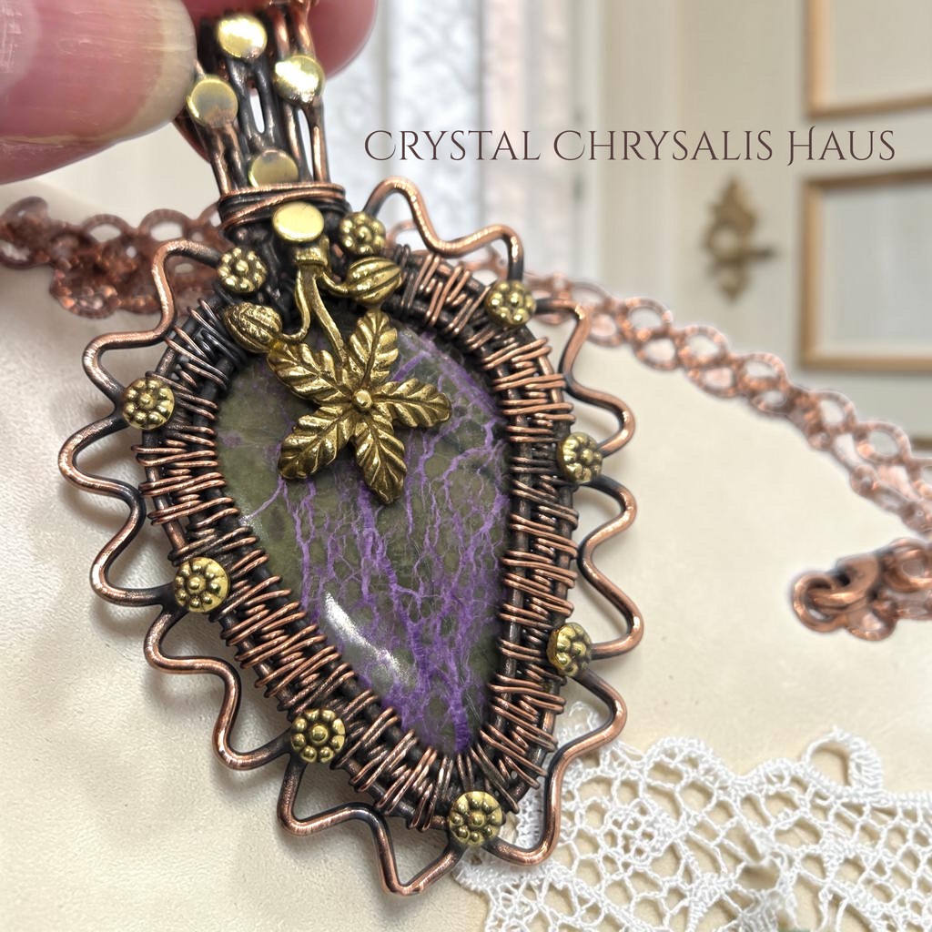 Handcrafted Wire Wrapped Artisan Atlantisite Gemstone Pendant Necklace