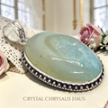 .925 Sterling Silver Natural Green Agate Geode Gemstone Pendant
