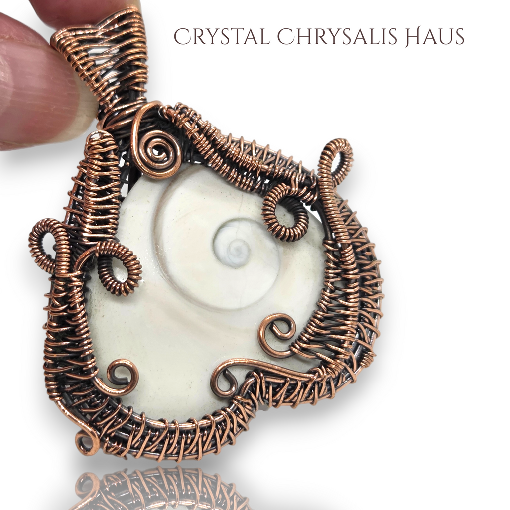 Copper Handmade Natural Shiva Eye Heart Wire Wrap Gemstone