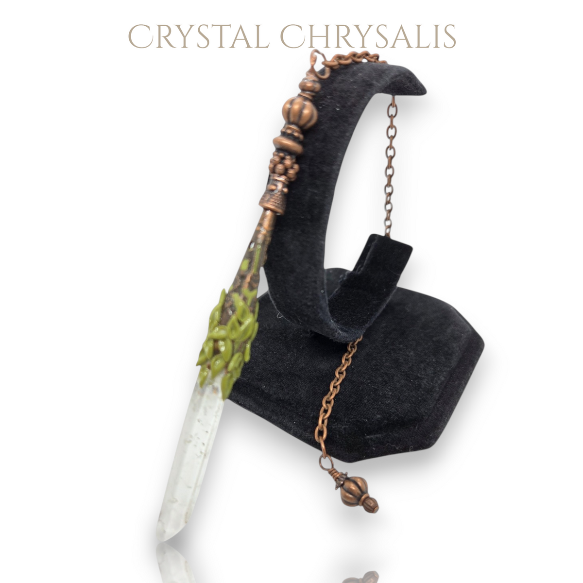 Handmade Old World Edwardian Antique Copper Clear Crystal Pendulum