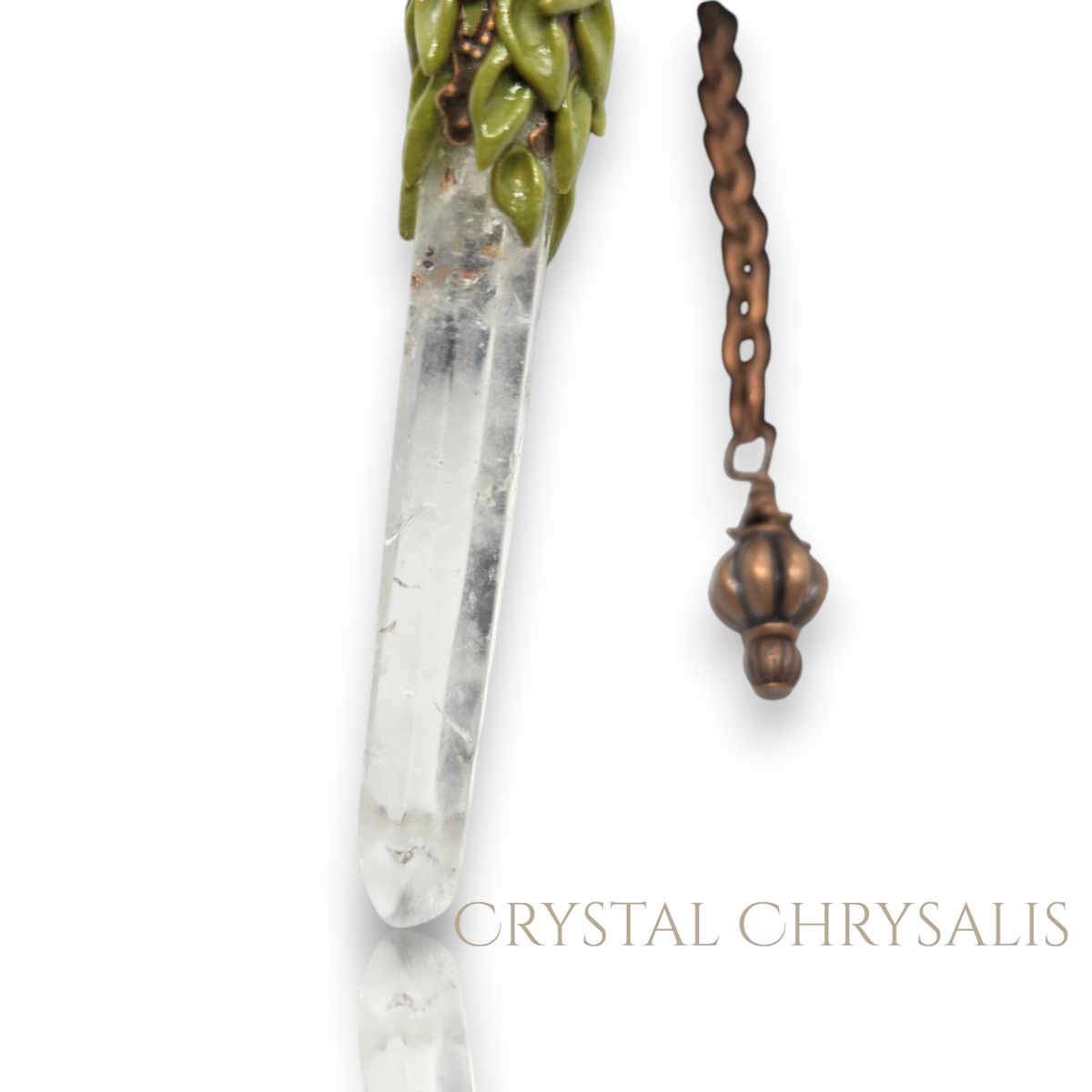 Handmade Old World Edwardian Antique Copper Clear Crystal Pendulum