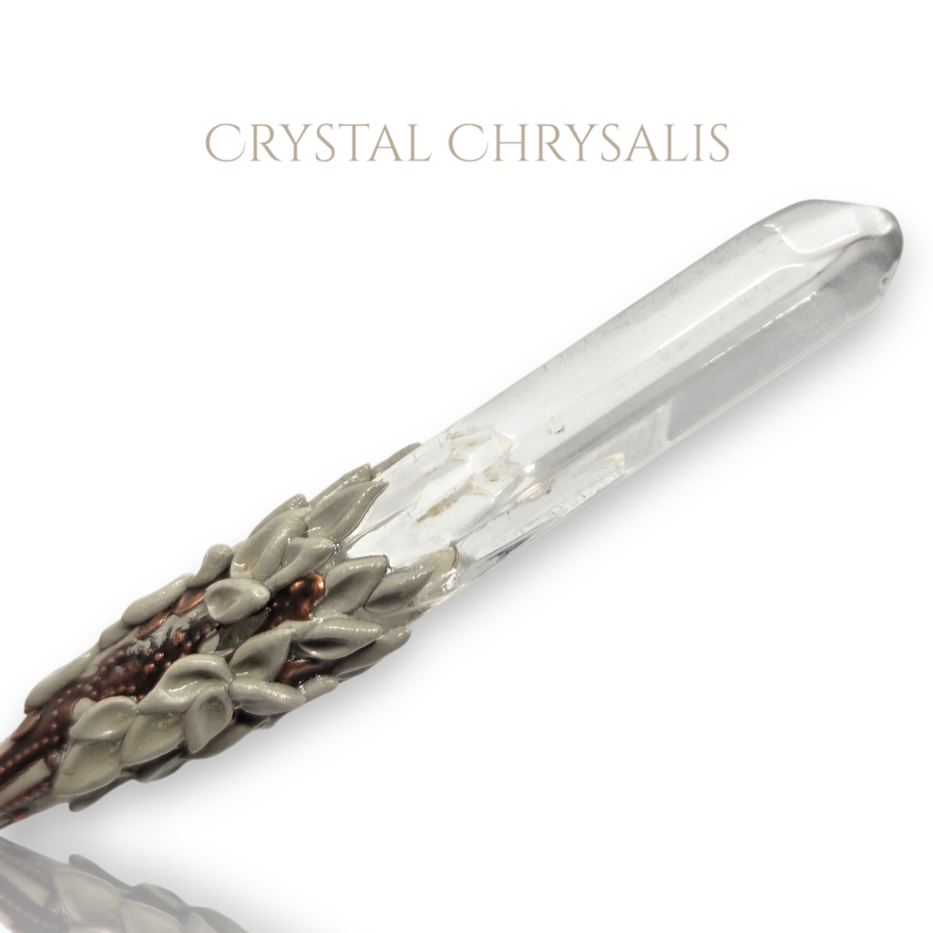 Antique Copper Natural Water Clear Polished Crystal Point Pendulum