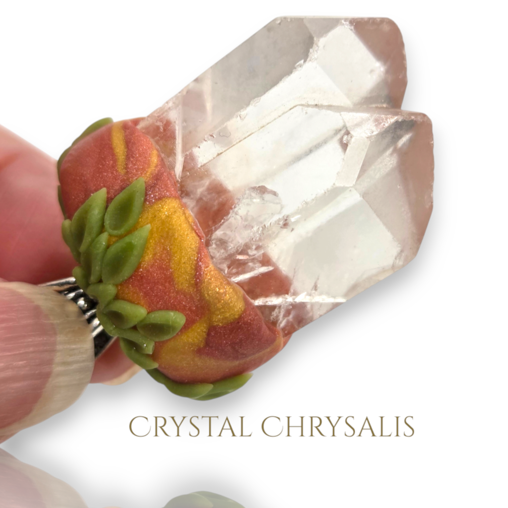 Handmade Antique Silver Natural Clear Quartz Crystal Twin Point Pendant