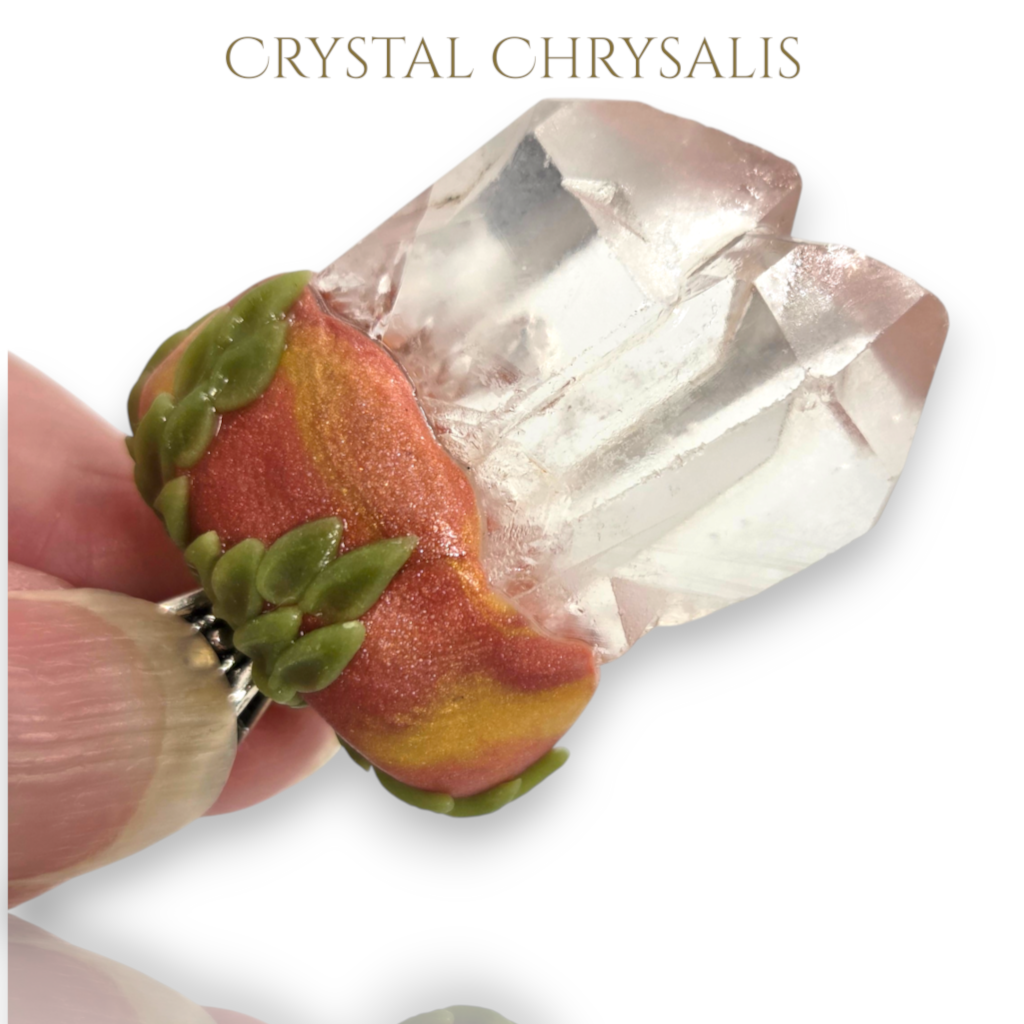 Handmade Antique Silver Natural Clear Quartz Crystal Twin Point Pendant