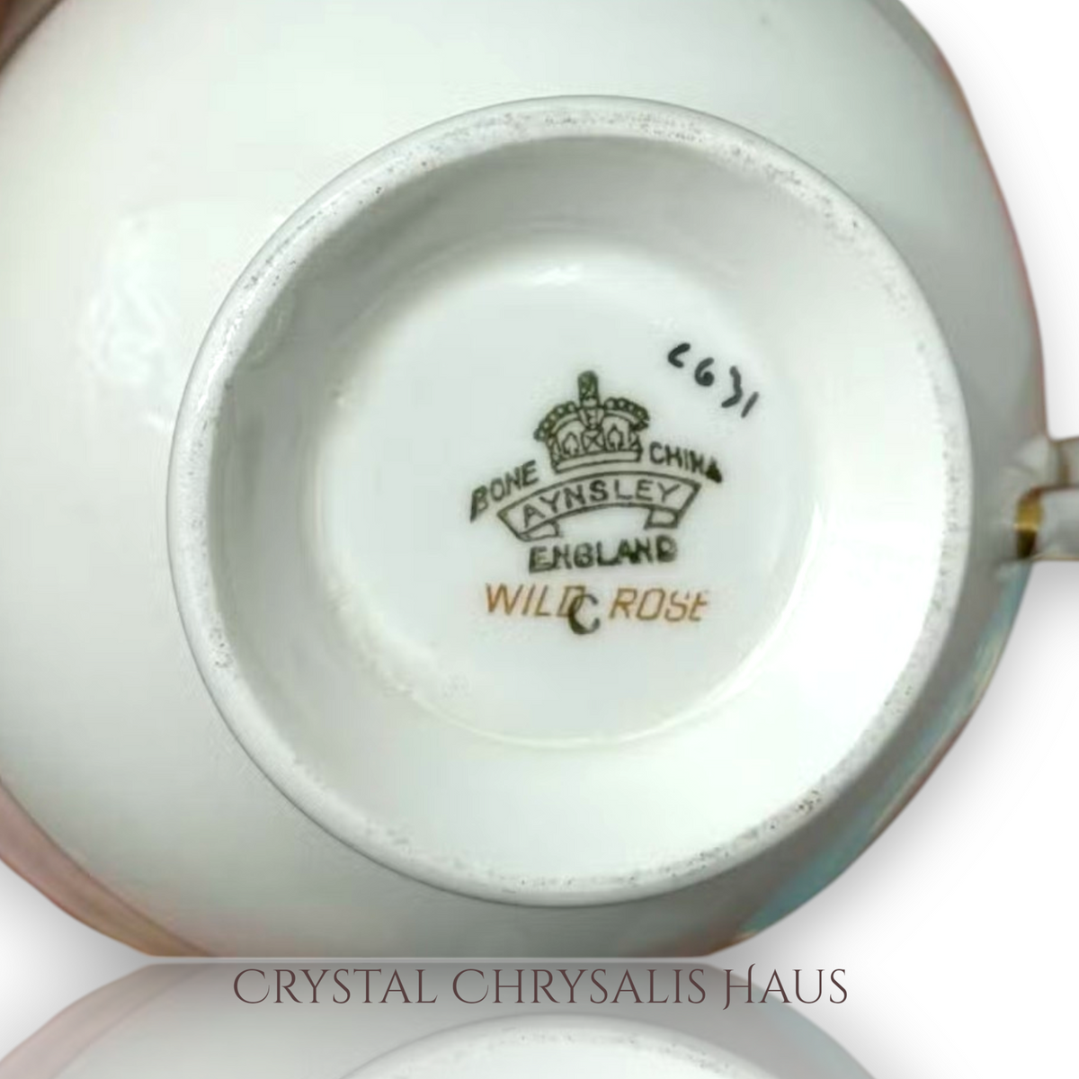 Vintage Aynsley Turquoise and Gold Wild Rose Bone China Teacup Set