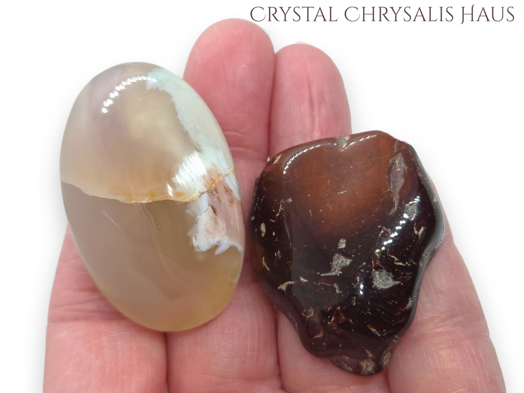 Set of 2 Beautiful A+ Natural Carnelian Agate Freeform Polished Gemstones