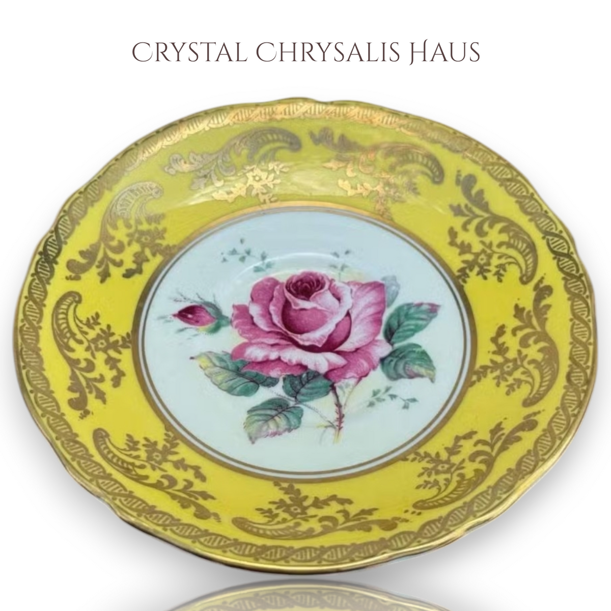 Rare 1940s Paragon Double Warrant Yellow Cabbage Rose Teacup Set