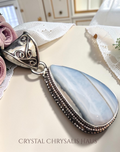 Antique Silver Natural Polished Blue Lace Agate Gemstone Pendant