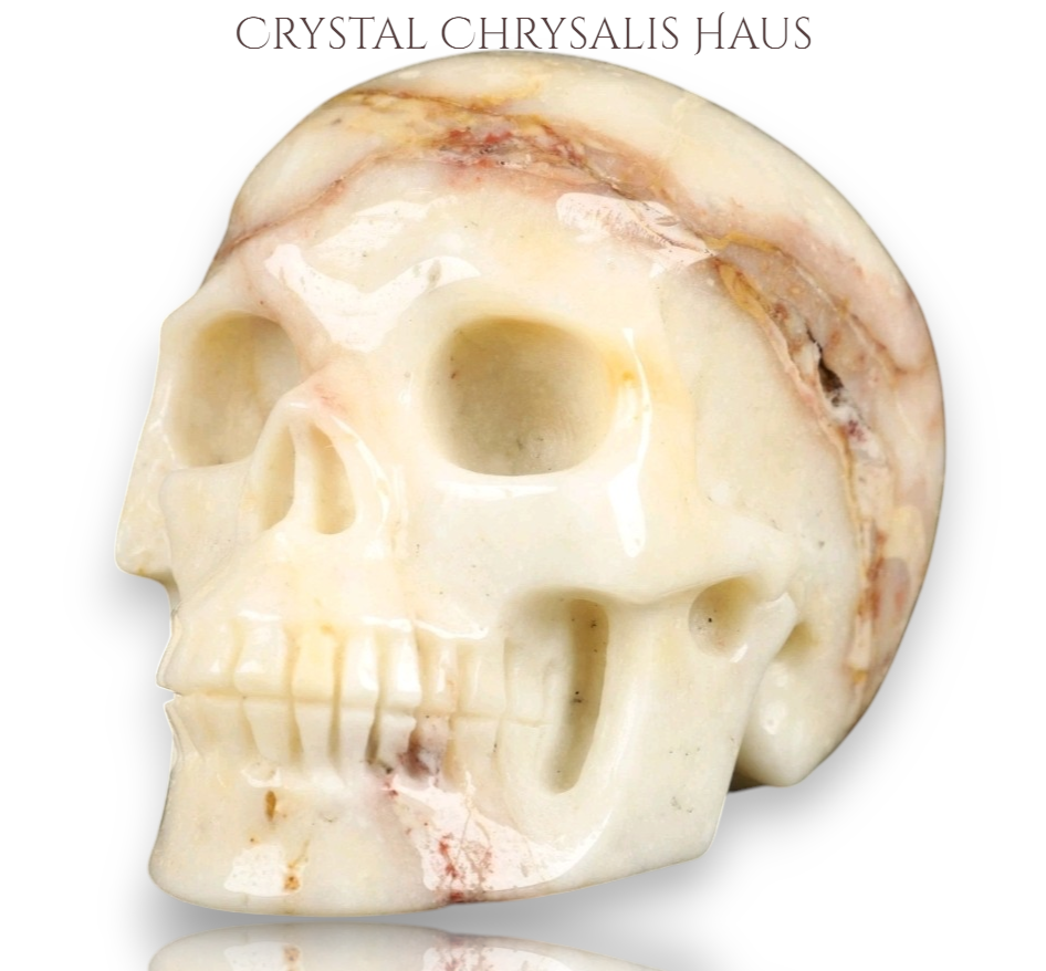 Natural A+ Life Like Carved Polished Agate Skull Stone Decor