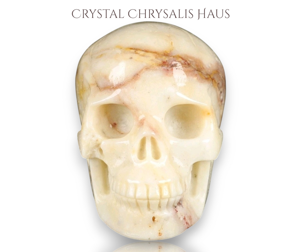 Natural A+ Life Like Carved Polished Agate Skull Stone Decor