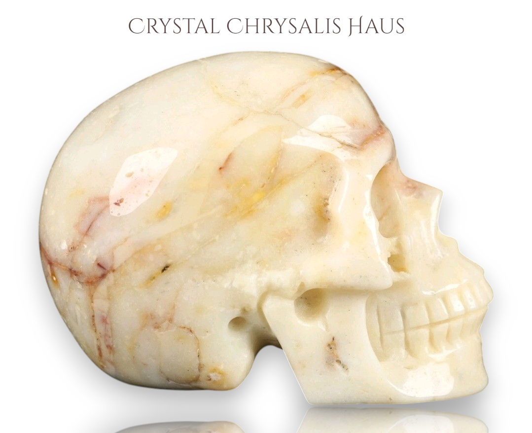 Natural A+ Life Like Carved Polished Agate Skull Stone Decor