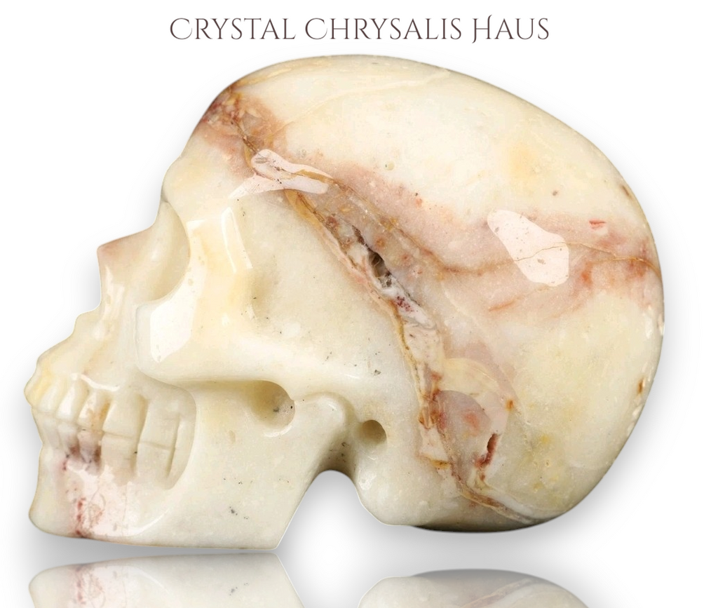Natural A+ Life Like Carved Polished Agate Skull Stone Decor