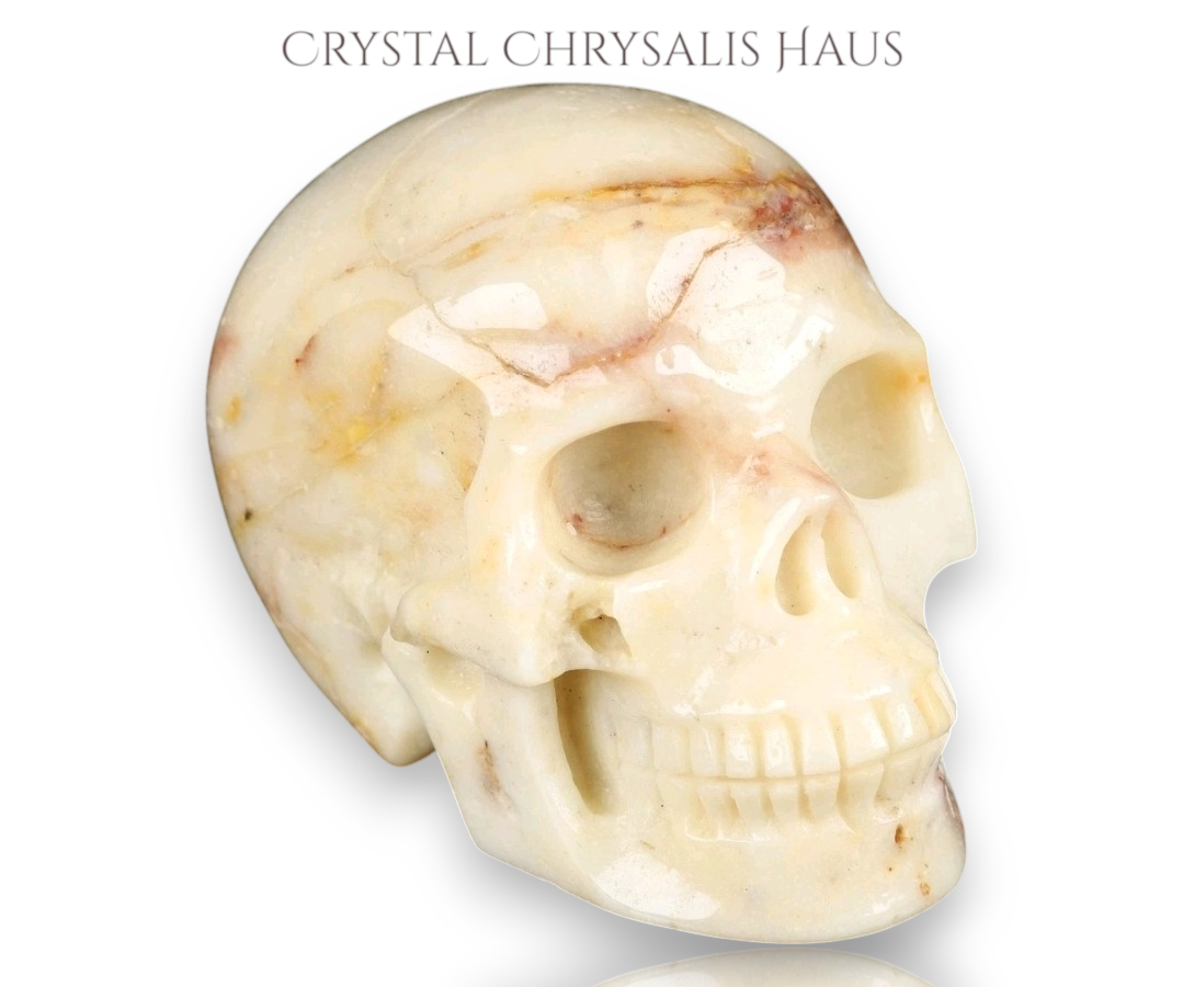 Natural A+ Life Like Carved Polished Agate Skull Stone Decor