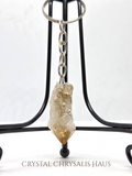 Natural Single Citrine Crystal Point Silver Key Chain