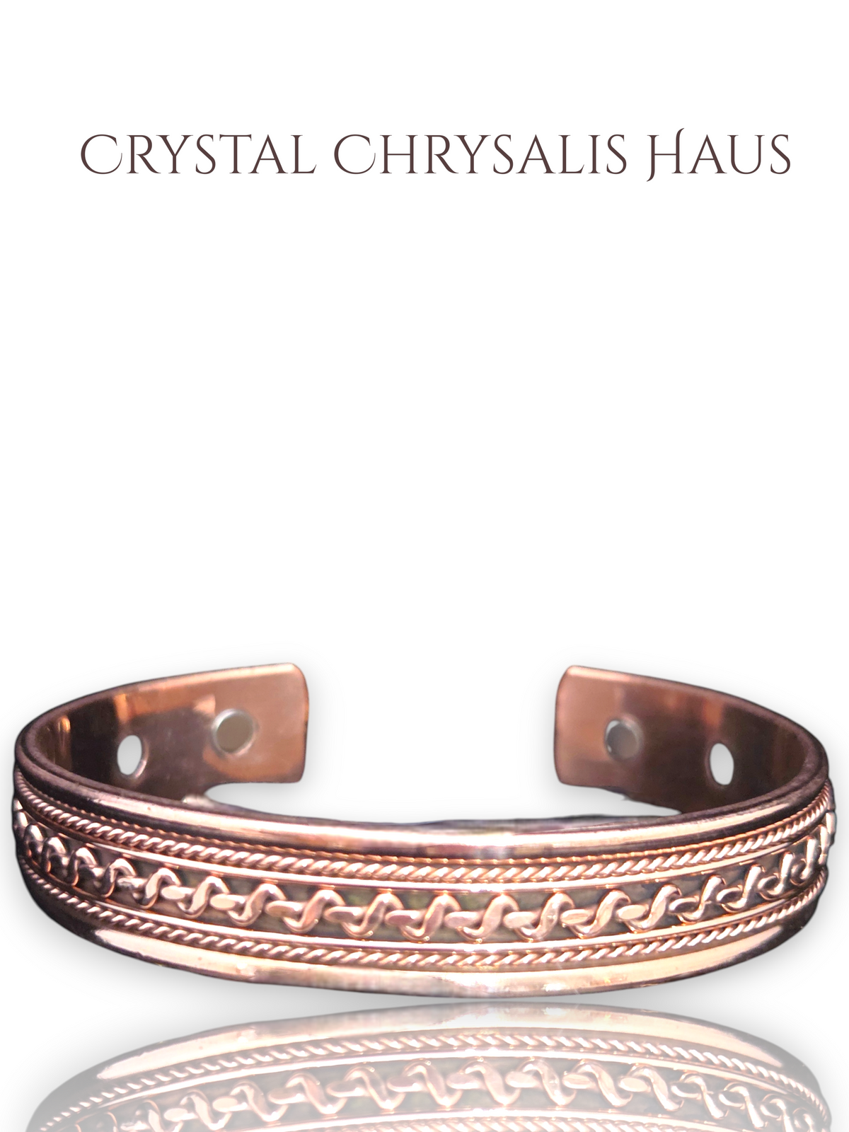 Solid Copper Ornate Twisted Rope Celtic Design Cuff Magnetic Unisex Bracelet
