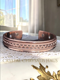 Solid Copper Ornate Twisted Rope Celtic Design Cuff Magnetic Unisex Bracelet